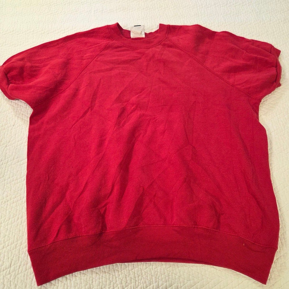 Vintage Lee Short Sleeve Sweatshirt Red Midweight Cotton Blend Made in USA XL